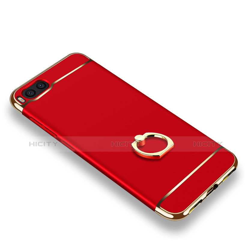 Carcasa Bumper Lujo Marco de Metal y Plastico con Anillo de dedo Soporte para Xiaomi Mi Note 3 Rojo
