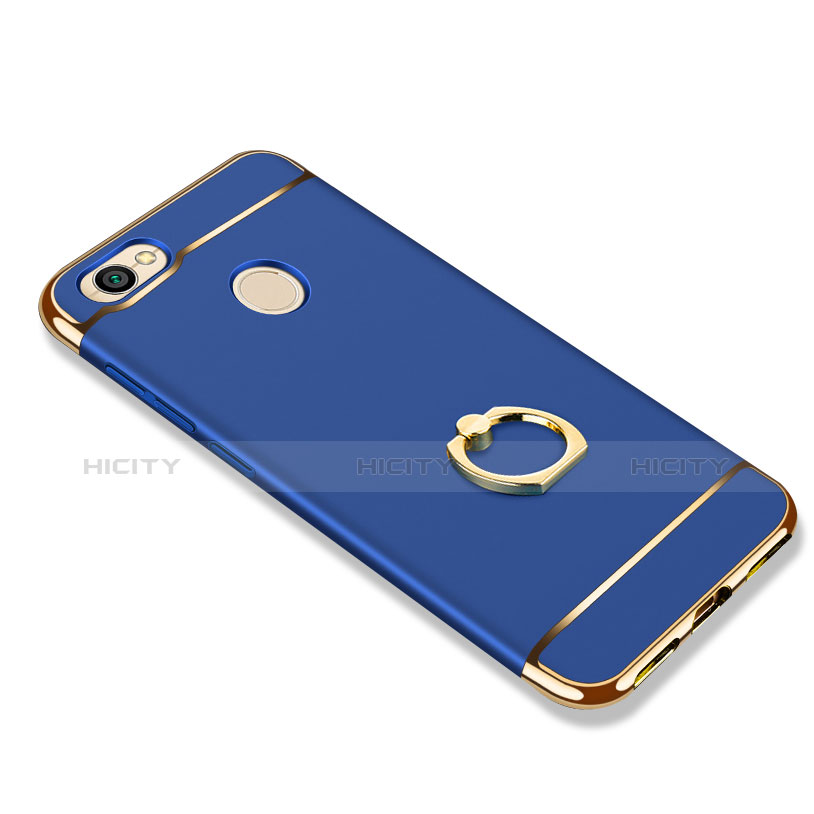 Carcasa Bumper Lujo Marco de Metal y Plastico con Anillo de dedo Soporte para Xiaomi Redmi Note 5A Prime Azul