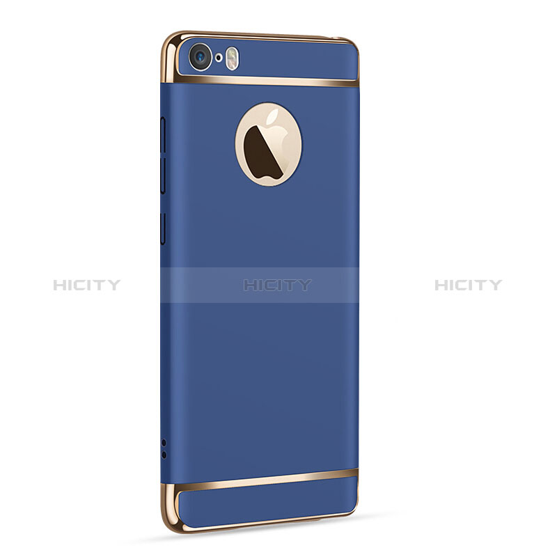 Carcasa Bumper Lujo Marco de Metal y Plastico F02 para Apple iPhone SE Azul