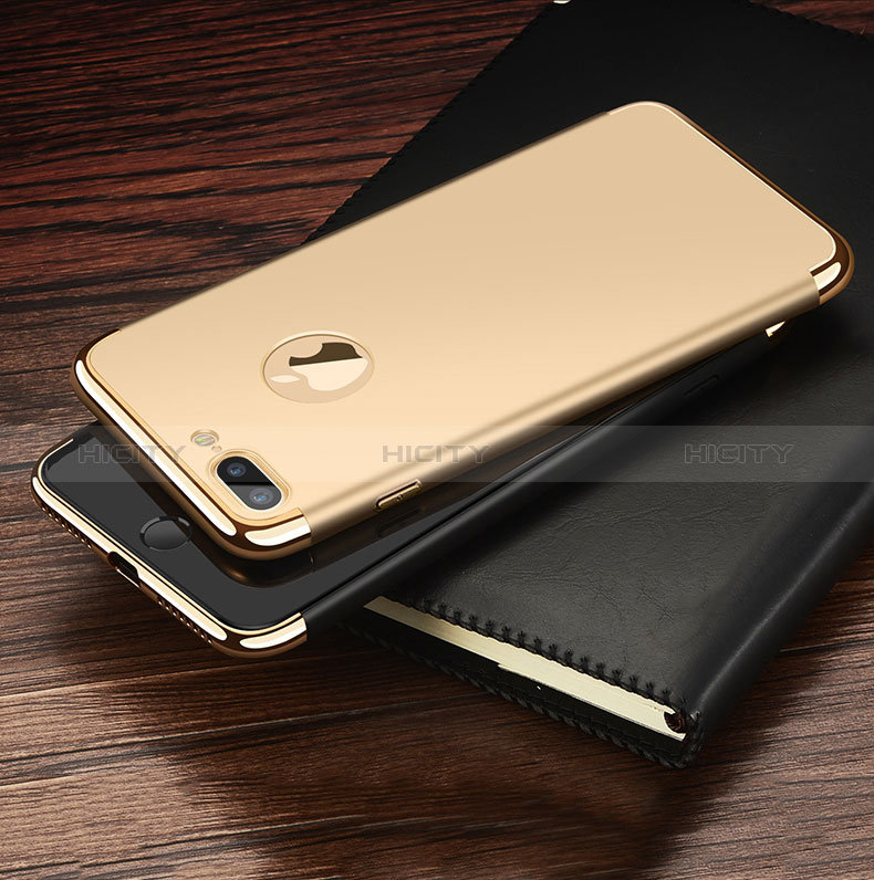 Carcasa Bumper Lujo Marco de Metal y Plastico F05 para Apple iPhone 8 Plus Oro