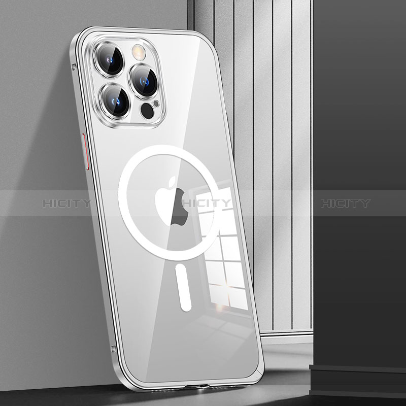 Carcasa Bumper Lujo Marco de Metal y Plastico Funda con Mag-Safe Magnetic JL1 para Apple iPhone 13 Pro