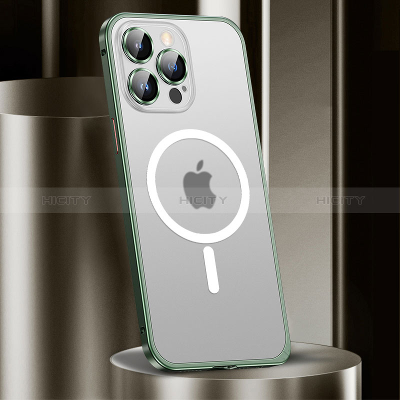 Carcasa Bumper Lujo Marco de Metal y Plastico Funda con Mag-Safe Magnetic JL2 para Apple iPhone 13 Pro