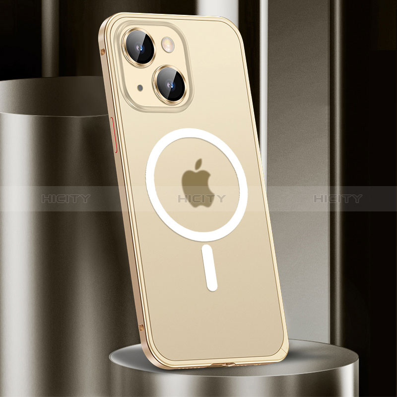 Carcasa Bumper Lujo Marco de Metal y Plastico Funda con Mag-Safe Magnetic JL2 para Apple iPhone 14 Plus