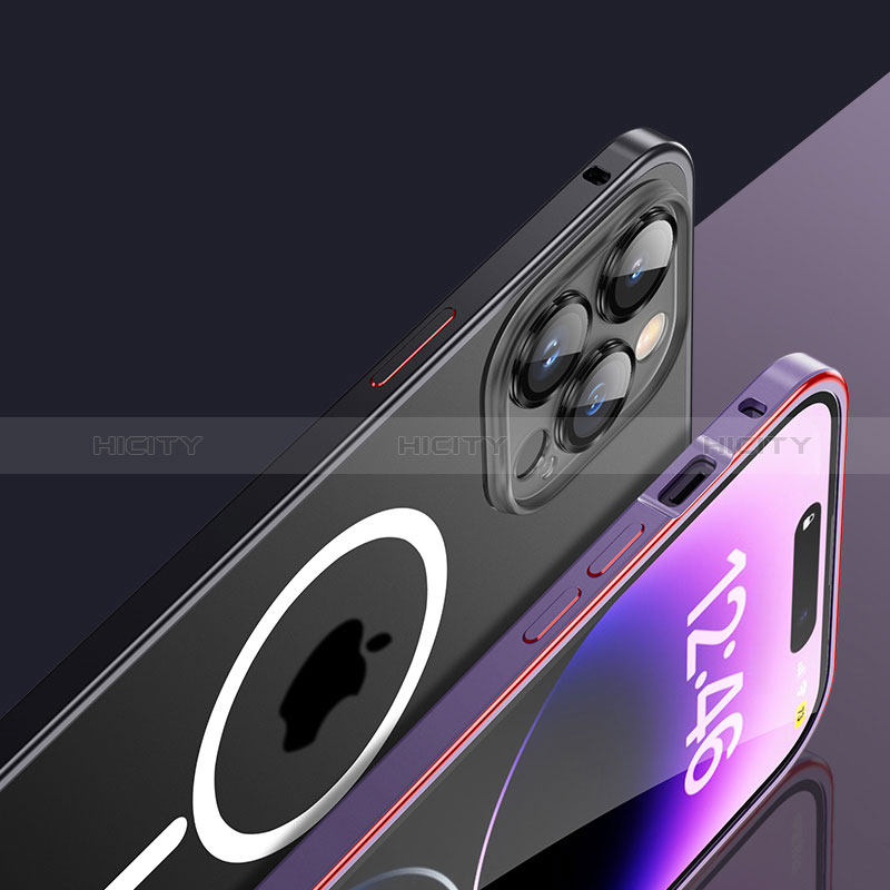 Carcasa Bumper Lujo Marco de Metal y Plastico Funda con Mag-Safe Magnetic JL2 para Apple iPhone 15 Pro