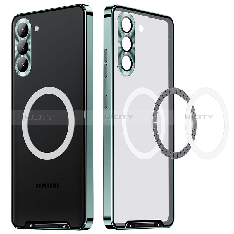 Carcasa Bumper Lujo Marco de Metal y Plastico Funda con Mag-Safe Magnetic LC1 para Samsung Galaxy S21 FE 5G Verde