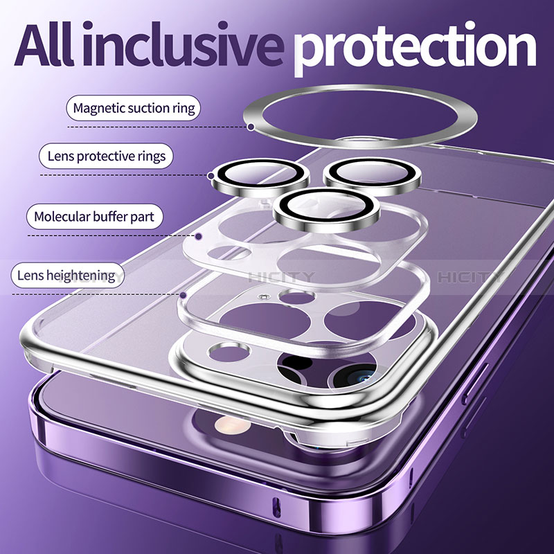 Carcasa Bumper Lujo Marco de Metal y Plastico Funda con Mag-Safe Magnetic LF3 para Apple iPhone 14 Pro
