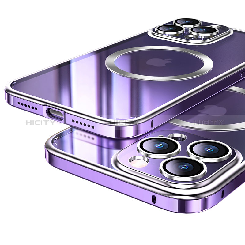Carcasa Bumper Lujo Marco de Metal y Plastico Funda con Mag-Safe Magnetic LF3 para Apple iPhone 15 Pro