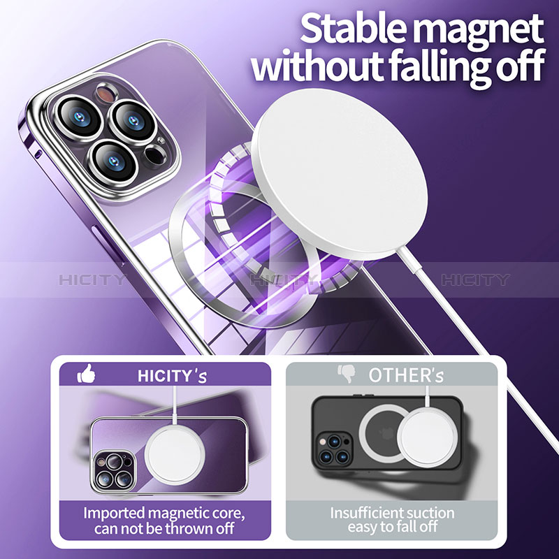 Carcasa Bumper Lujo Marco de Metal y Plastico Funda con Mag-Safe Magnetic LF3 para Apple iPhone 15 Pro Max