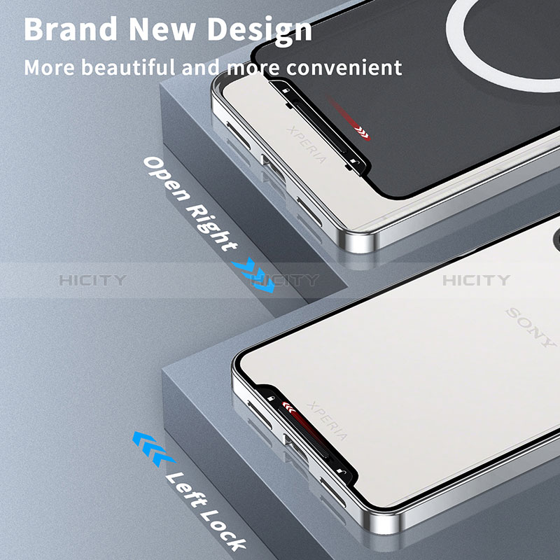 Carcasa Bumper Lujo Marco de Metal y Plastico Funda con Mag-Safe Magnetic LK2 para Sony Xperia 10 V