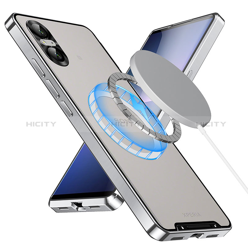 Carcasa Bumper Lujo Marco de Metal y Plastico Funda con Mag-Safe Magnetic LK2 para Sony Xperia 5 V
