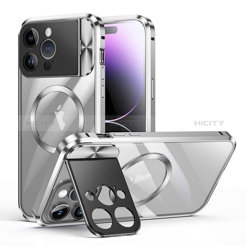 Carcasa Bumper Lujo Marco de Metal y Plastico Funda con Mag-Safe Magnetic LK4 para Apple iPhone 13 Pro