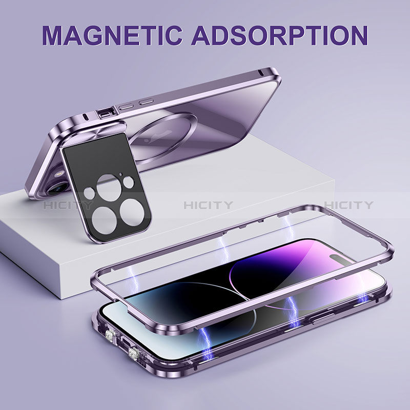 Carcasa Bumper Lujo Marco de Metal y Plastico Funda con Mag-Safe Magnetic LK4 para Apple iPhone 13 Pro