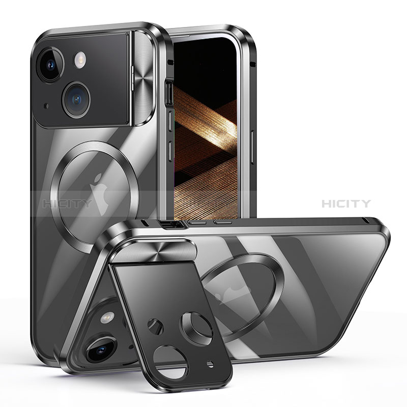 Carcasa Bumper Lujo Marco de Metal y Plastico Funda con Mag-Safe Magnetic LK4 para Apple iPhone 14 Plus