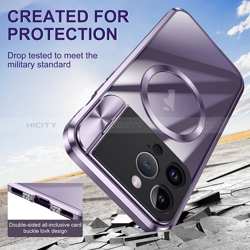 Carcasa Bumper Lujo Marco de Metal y Plastico Funda con Mag-Safe Magnetic LK4 para Apple iPhone 14 Plus