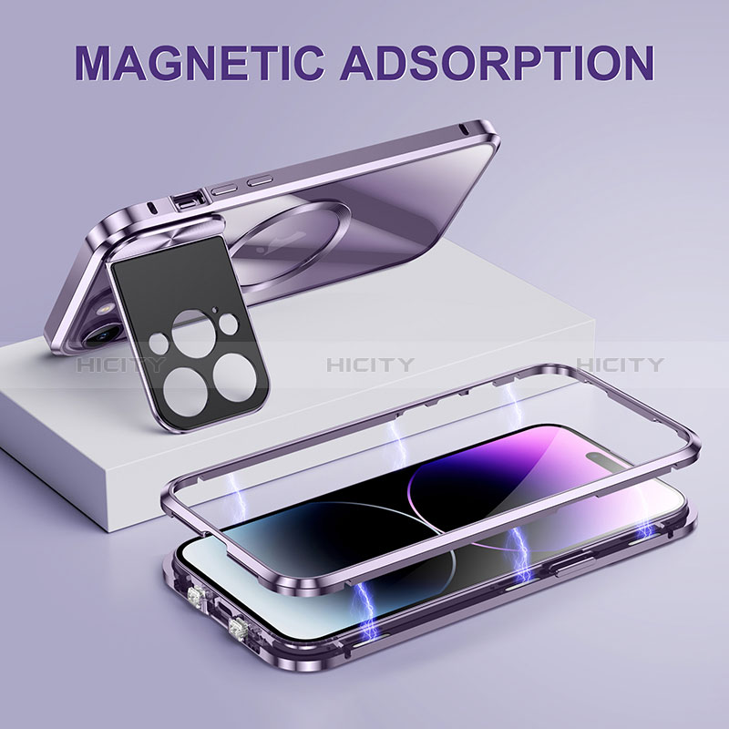 Carcasa Bumper Lujo Marco de Metal y Plastico Funda con Mag-Safe Magnetic LK4 para Apple iPhone 14 Pro Max