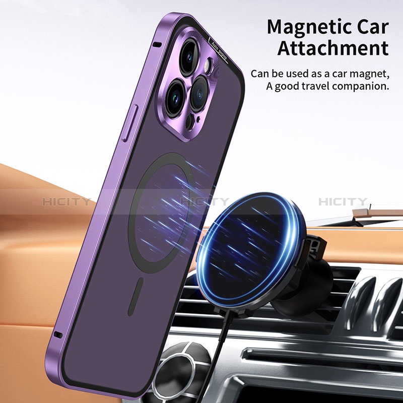 Carcasa Bumper Lujo Marco de Metal y Plastico Funda con Mag-Safe Magnetic LK5 para Apple iPhone 14 Pro