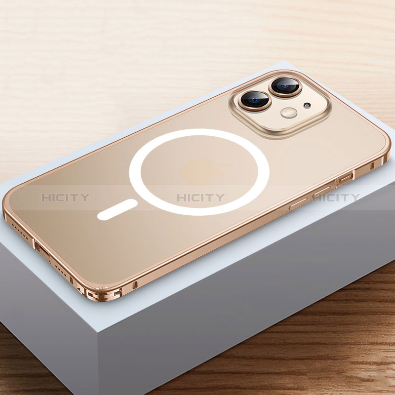 Carcasa Bumper Lujo Marco de Metal y Plastico Funda con Mag-Safe Magnetic QC2 para Apple iPhone 12