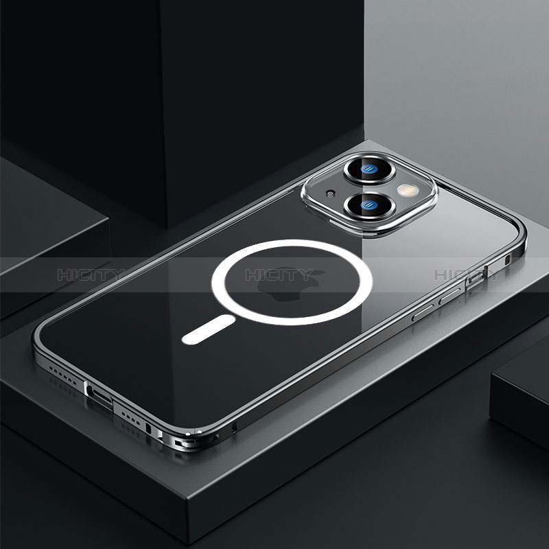 Carcasa Bumper Lujo Marco de Metal y Plastico Funda con Mag-Safe Magnetic QC3 para Apple iPhone 13