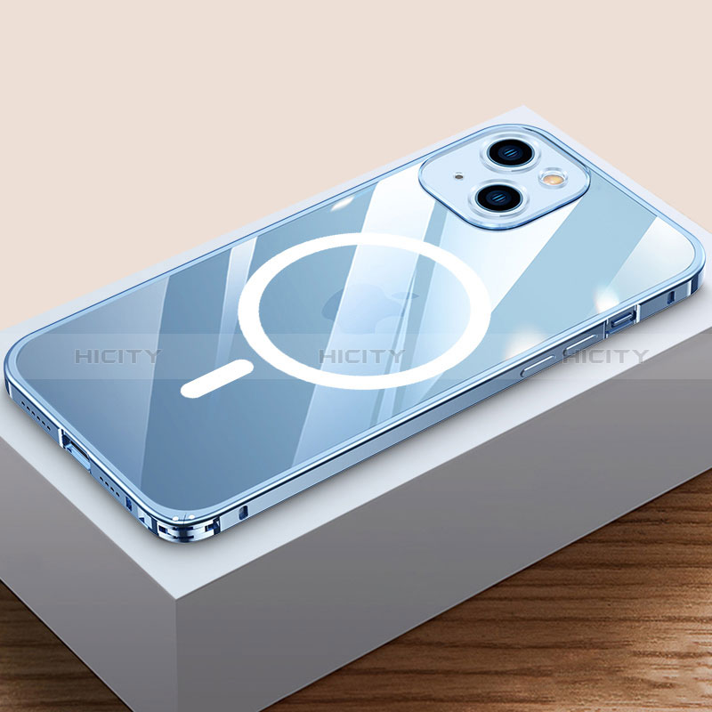 Carcasa Bumper Lujo Marco de Metal y Plastico Funda con Mag-Safe Magnetic QC4 para Apple iPhone 13 Mini