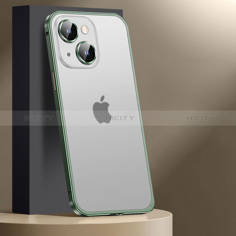 Carcasa Bumper Lujo Marco de Metal y Plastico Funda JL2 para Apple iPhone 13 Verde