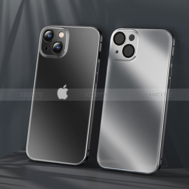 Carcasa Bumper Lujo Marco de Metal y Plastico Funda LF1 para Apple iPhone 14 Plus Negro