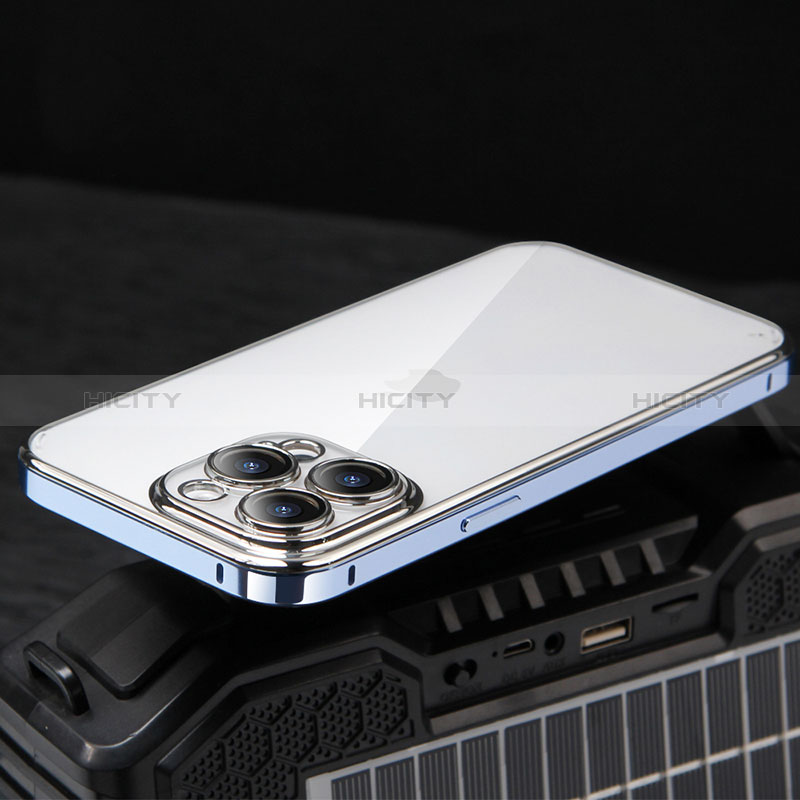 Carcasa Bumper Lujo Marco de Metal y Plastico Funda LF5 para Apple iPhone 13 Pro Azul