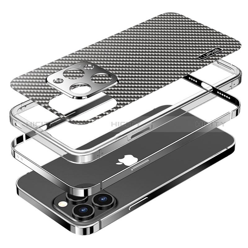 Carcasa Bumper Lujo Marco de Metal y Plastico Funda LF6 para Apple iPhone 13