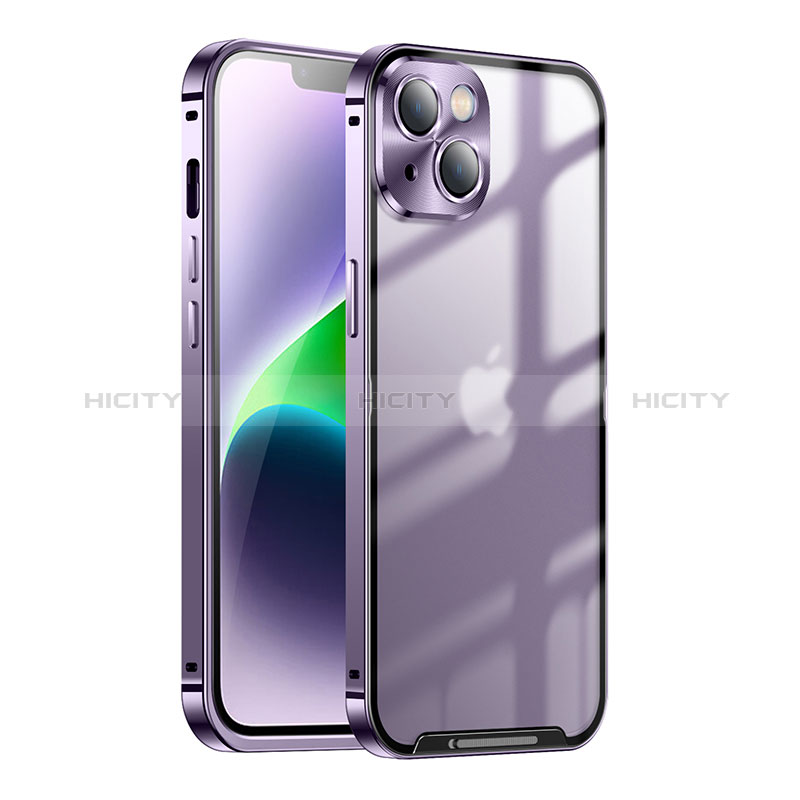 Carcasa Bumper Lujo Marco de Metal y Plastico Funda LK1 para Apple iPhone 13 Morado