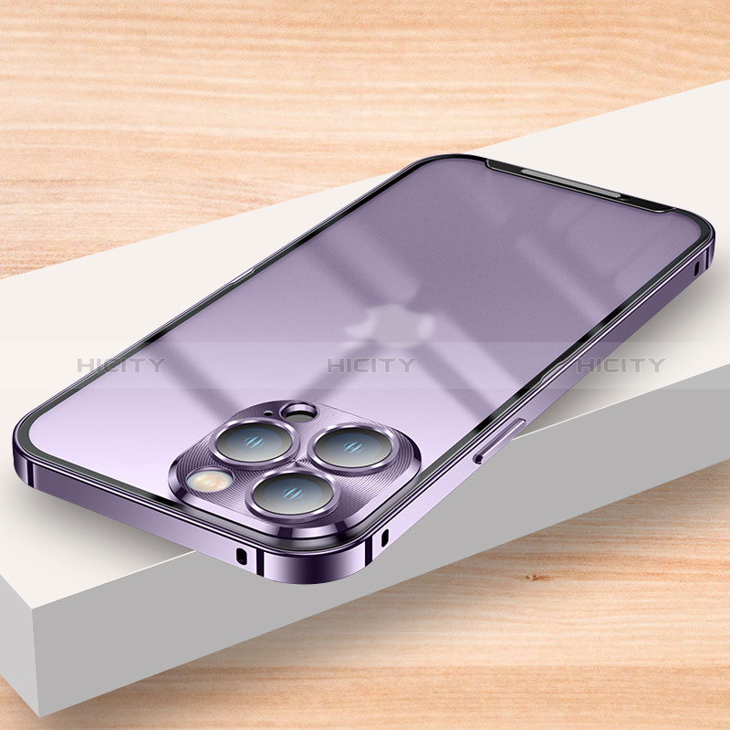 Carcasa Bumper Lujo Marco de Metal y Plastico Funda LK2 para Apple iPhone 14 Pro Max Morado