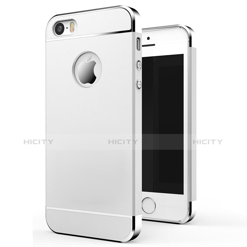 Carcasa Bumper Lujo Marco de Metal y Plastico Funda M01 para Apple iPhone 5S