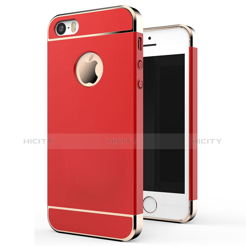 Carcasa Bumper Lujo Marco de Metal y Plastico Funda M01 para Apple iPhone 5S