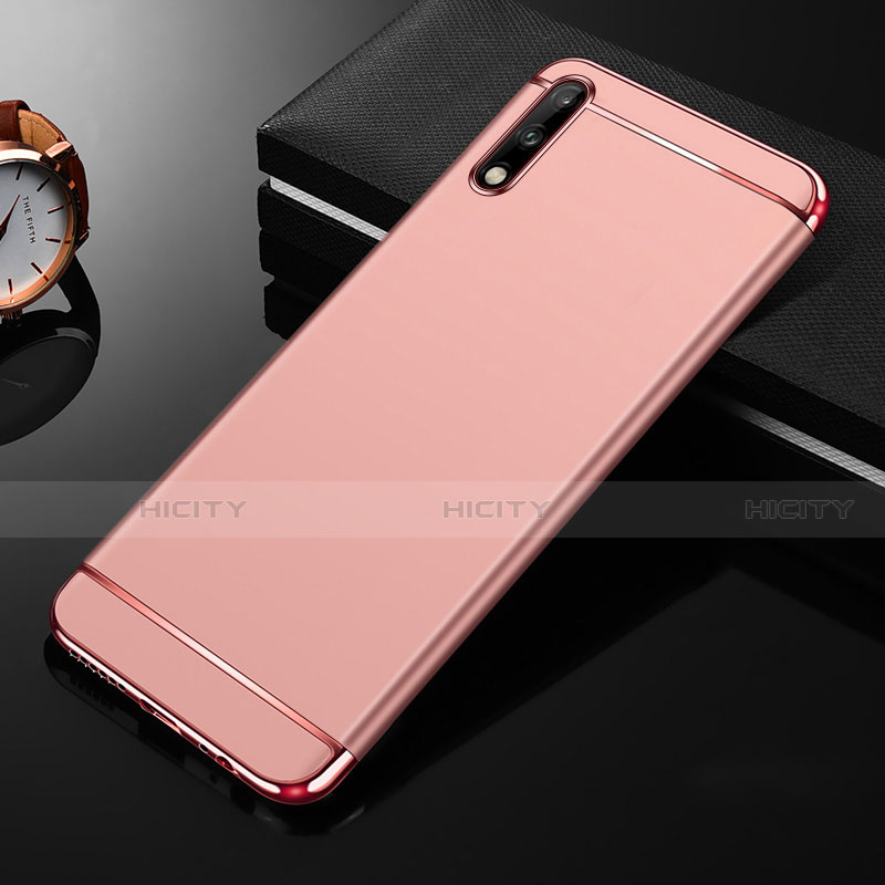 Carcasa Bumper Lujo Marco de Metal y Plastico Funda M01 para Huawei Enjoy 10 Oro Rosa