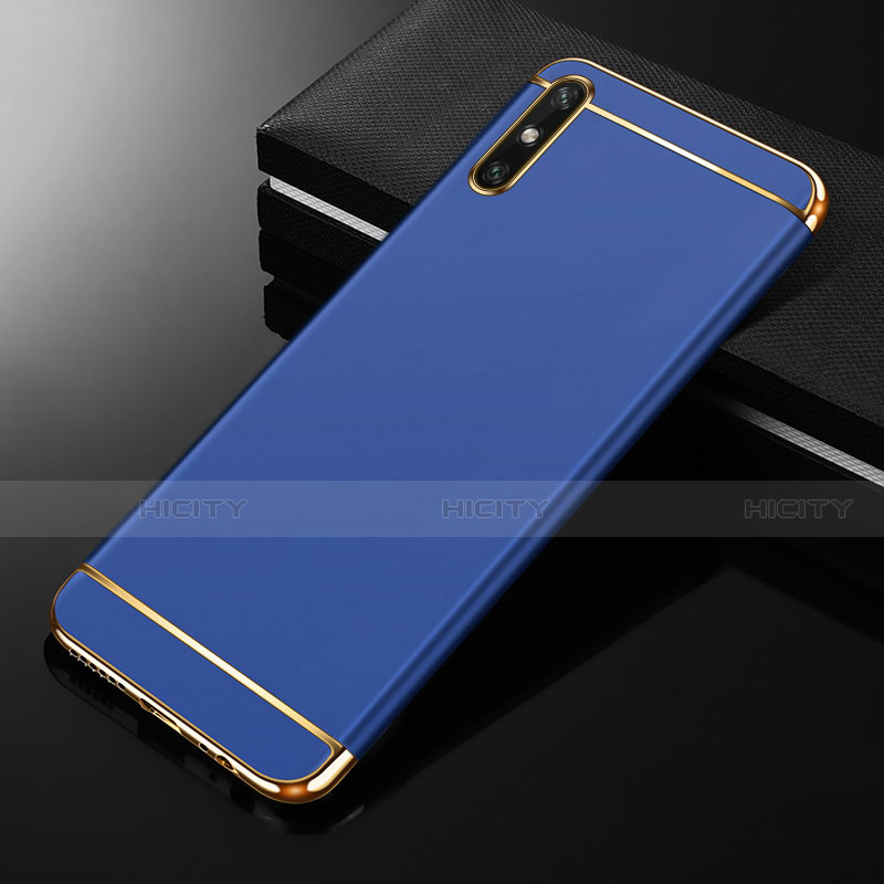 Carcasa Bumper Lujo Marco de Metal y Plastico Funda M01 para Huawei Enjoy 10e Azul