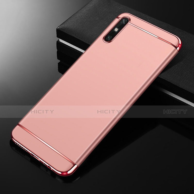 Carcasa Bumper Lujo Marco de Metal y Plastico Funda M01 para Huawei Enjoy 10e Oro Rosa