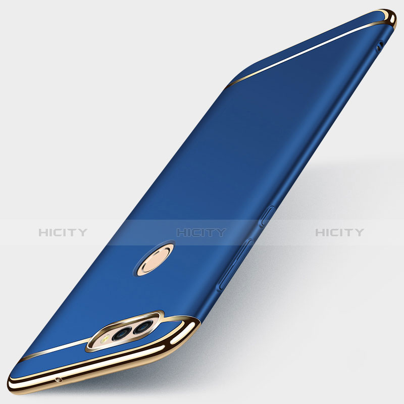 Carcasa Bumper Lujo Marco de Metal y Plastico Funda M01 para Huawei Enjoy 7S Azul