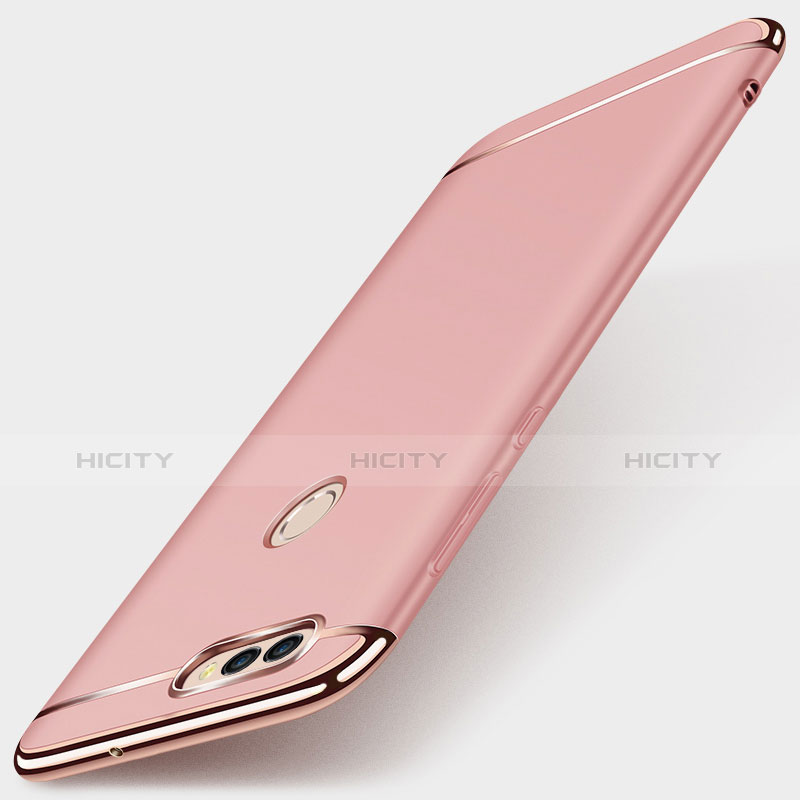 Carcasa Bumper Lujo Marco de Metal y Plastico Funda M01 para Huawei Enjoy 7S Oro Rosa