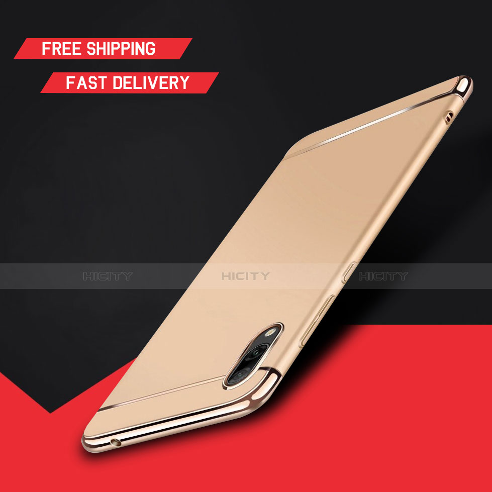 Carcasa Bumper Lujo Marco de Metal y Plastico Funda M01 para Huawei Enjoy 9 Oro