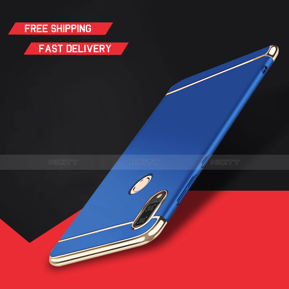 Carcasa Bumper Lujo Marco de Metal y Plastico Funda M01 para Huawei Enjoy 9 Plus Azul