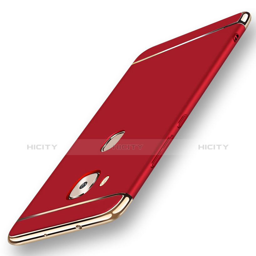Carcasa Bumper Lujo Marco de Metal y Plastico Funda M01 para Huawei G7 Plus Rojo