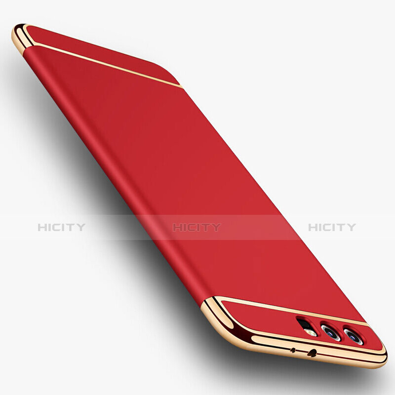 Carcasa Bumper Lujo Marco de Metal y Plastico Funda M01 para Huawei P10 Plus Rojo