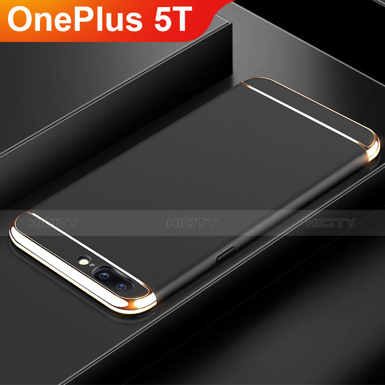 Carcasa Bumper Lujo Marco de Metal y Plastico Funda M01 para OnePlus 5T A5010 Negro