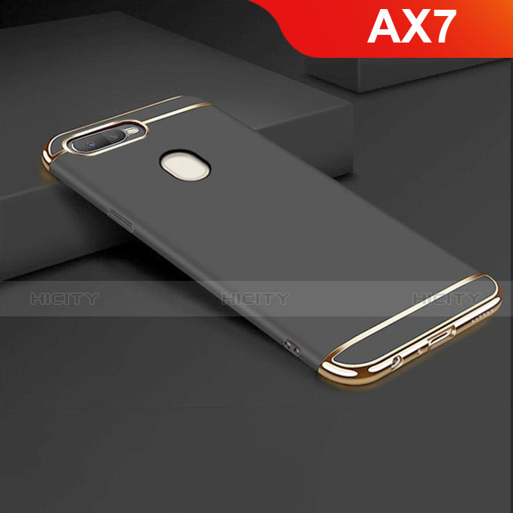 Carcasa Bumper Lujo Marco de Metal y Plastico Funda M01 para Oppo AX7 Negro