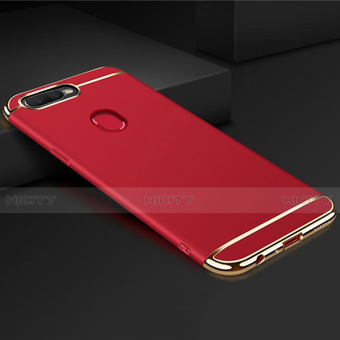 Carcasa Bumper Lujo Marco de Metal y Plastico Funda M01 para Oppo AX7 Rojo