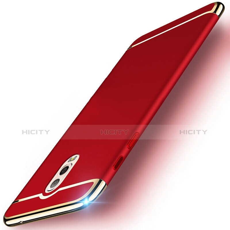 Carcasa Bumper Lujo Marco de Metal y Plastico Funda M01 para Samsung Galaxy J7 Plus Rojo