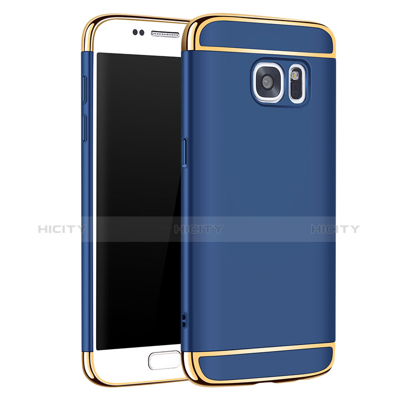 Carcasa Bumper Lujo Marco de Metal y Plastico Funda M01 para Samsung Galaxy S7 G930F G930FD Azul