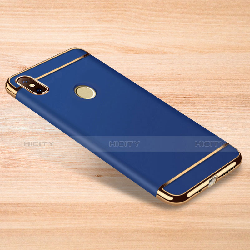 Carcasa Bumper Lujo Marco de Metal y Plastico Funda M01 para Xiaomi Redmi Note 6 Pro Azul