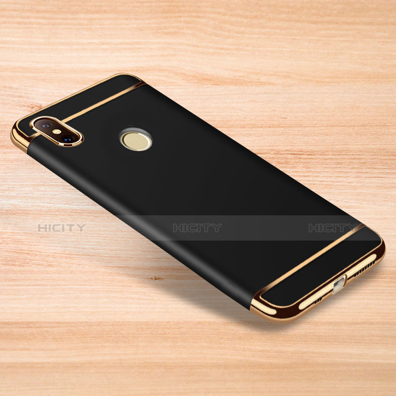 Carcasa Bumper Lujo Marco de Metal y Plastico Funda M01 para Xiaomi Redmi Note 6 Pro Negro