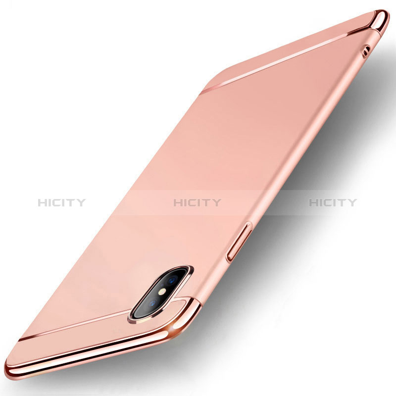 Carcasa Bumper Lujo Marco de Metal y Plastico Funda M05 para Apple iPhone Xs Max Oro Rosa