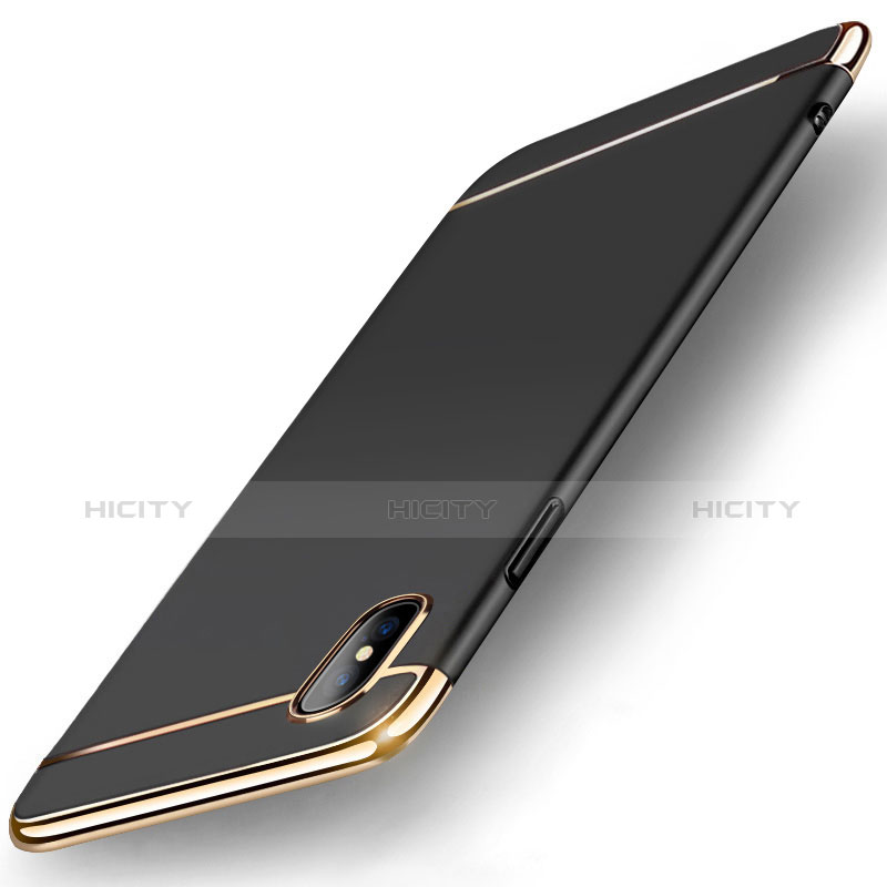 Carcasa Bumper Lujo Marco de Metal y Plastico Funda M05 para Apple iPhone Xs Negro