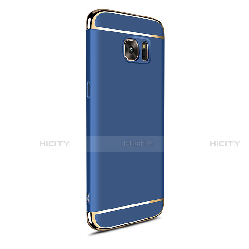 Carcasa Bumper Lujo Marco de Metal y Plastico Funda M05 para Samsung Galaxy S7 Edge G935F Azul